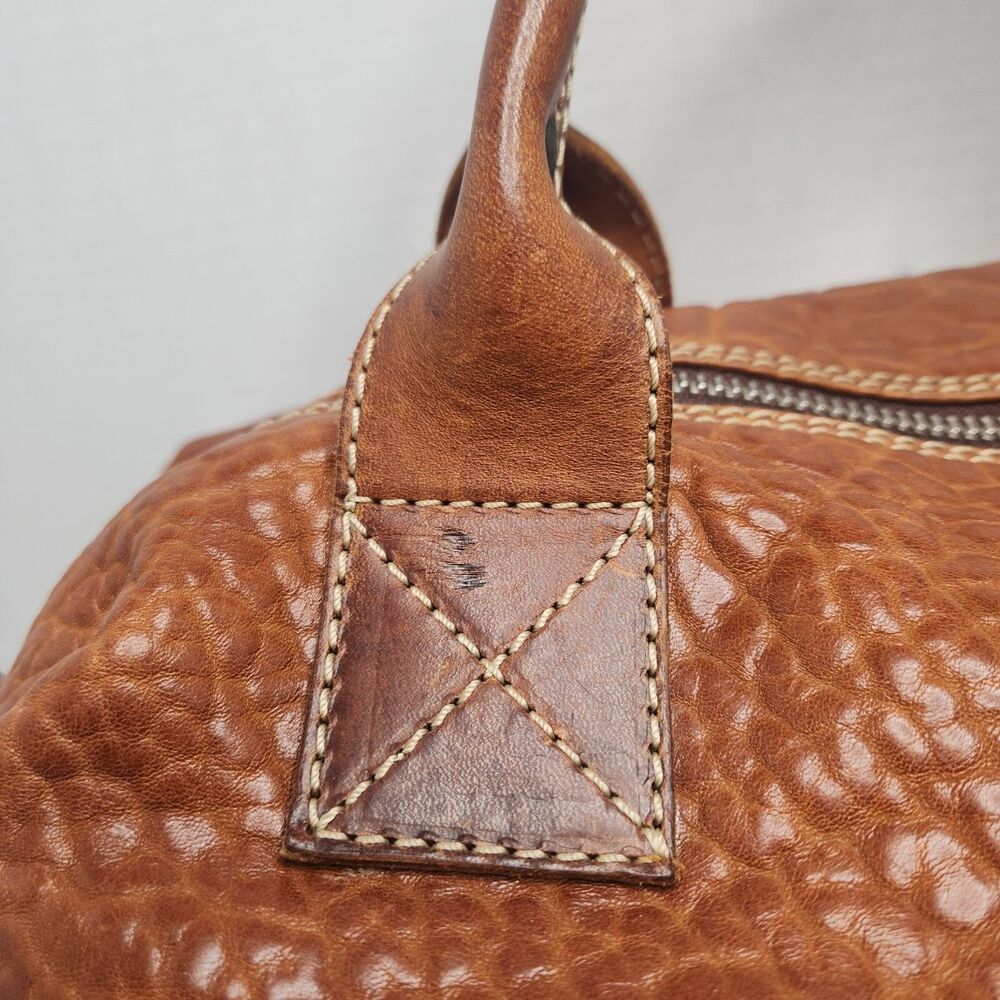 Borlino Milano Buffalo Leather Duffle Bag Weekender w Strap OOAK MTO Italy Terra - Picture 6 of 16